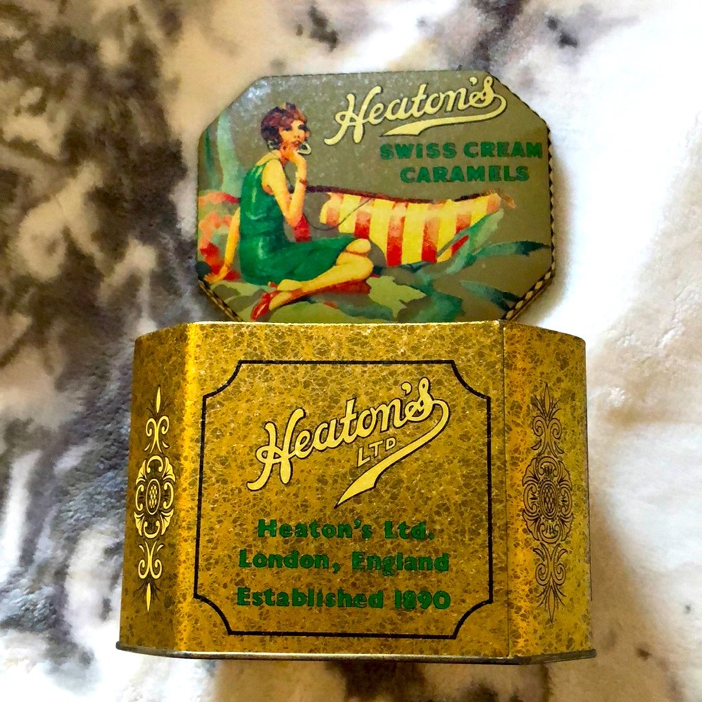 Repro Art Deco tin Heaton’s Swiss Caramels